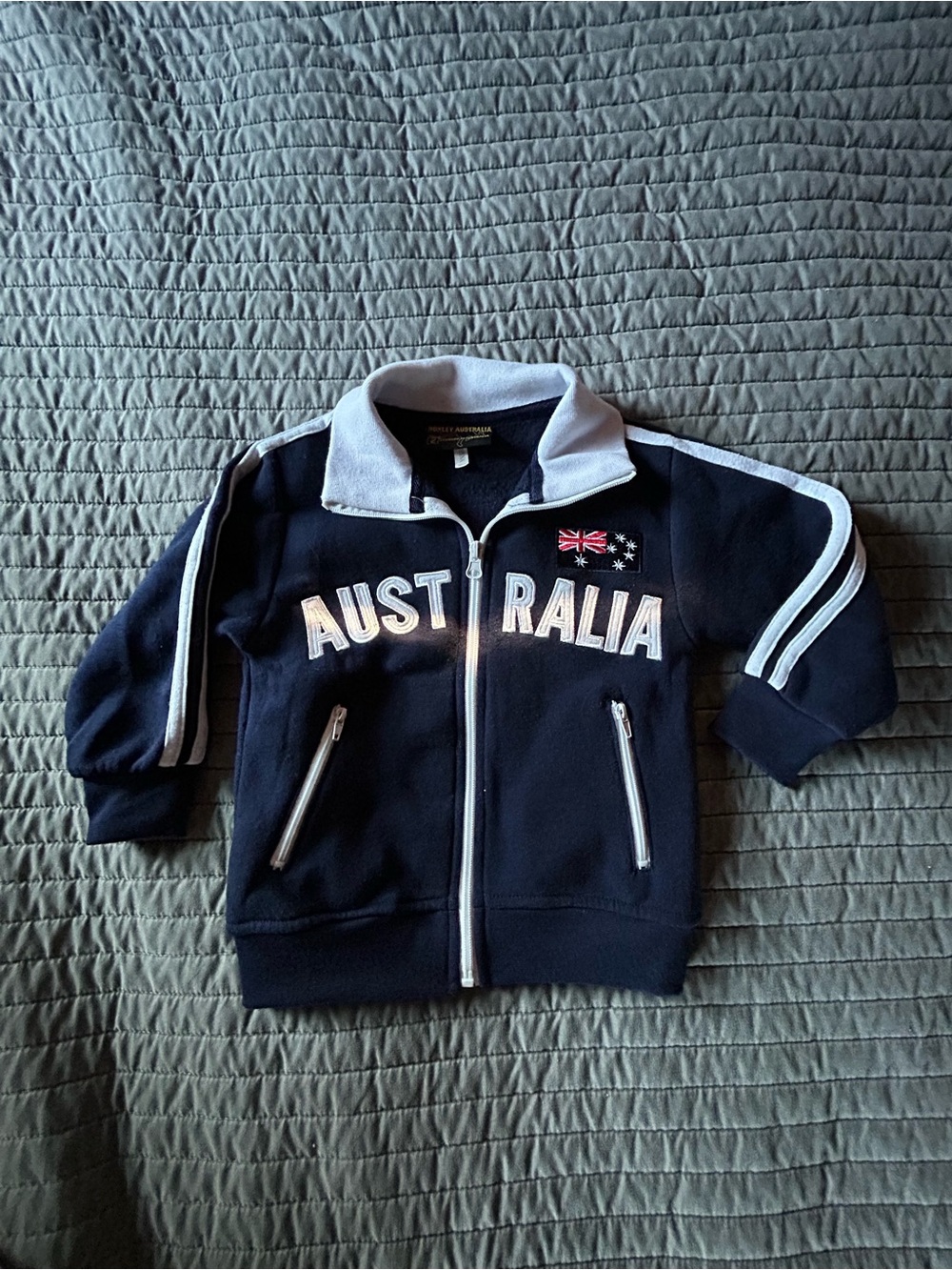 Navy Hoxley 'Australia' toddler Zip-Up Jacket with Flag Patch